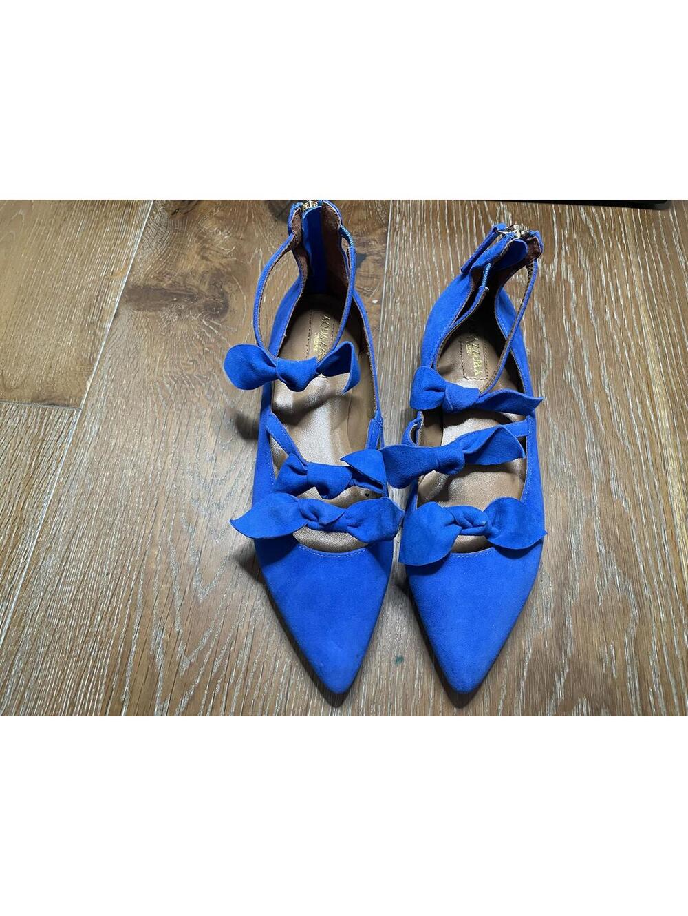 Aquazurra Blue Pointed Toe Flats with Bow Detail Size 36 kids 4